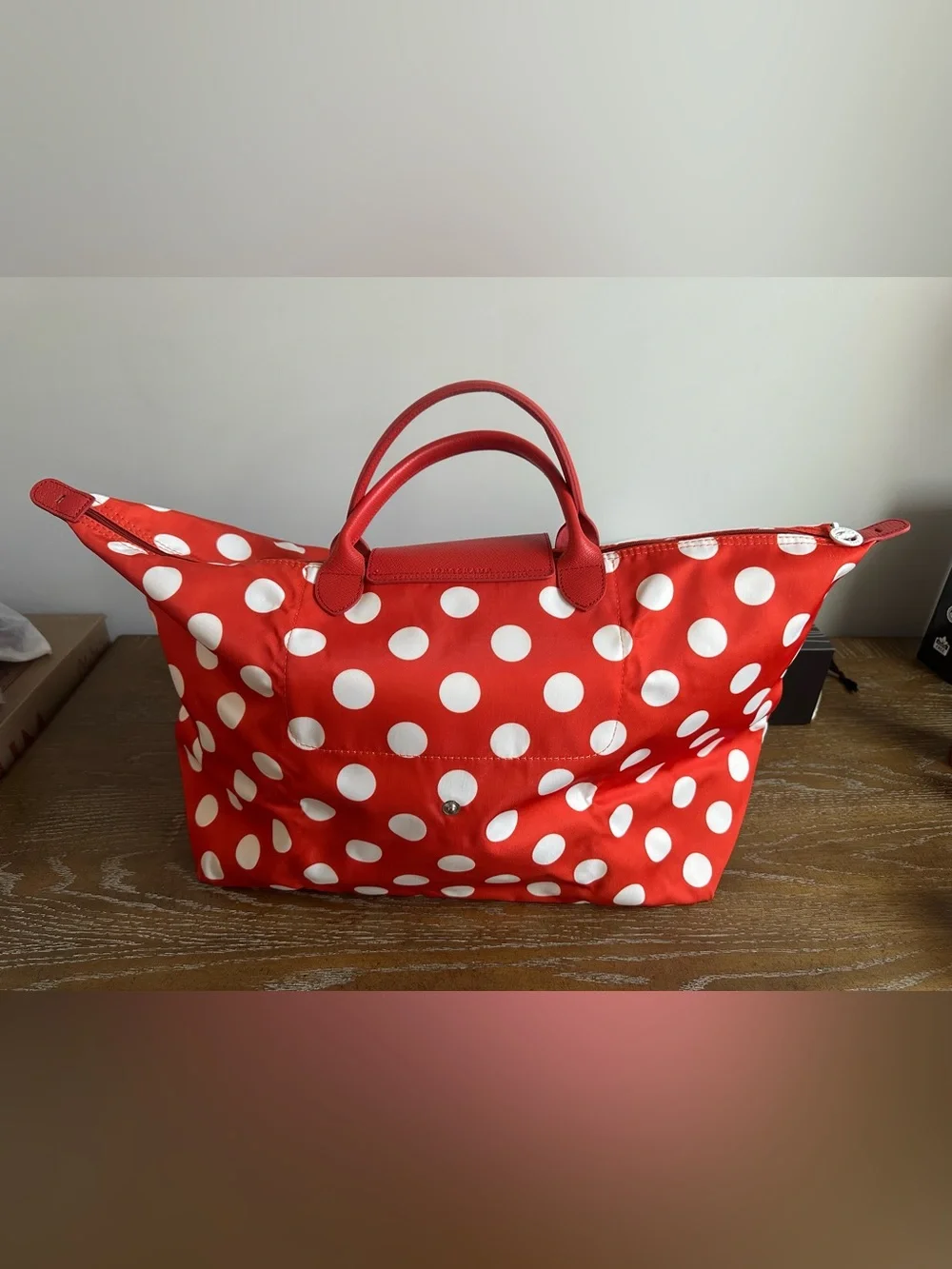 Longchamp Le Pliage Polka-dot travel Bag In Orange - Picture 2 of 8